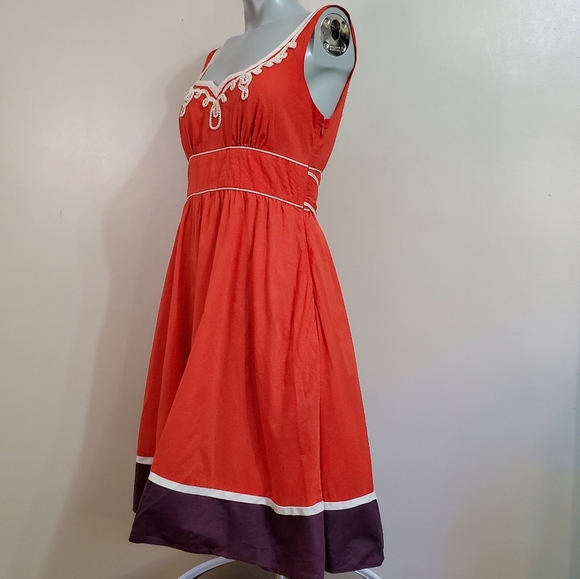Anthropologie x Floreat Red with Purple A Line Dress Size 8 - Picture 9 of 15